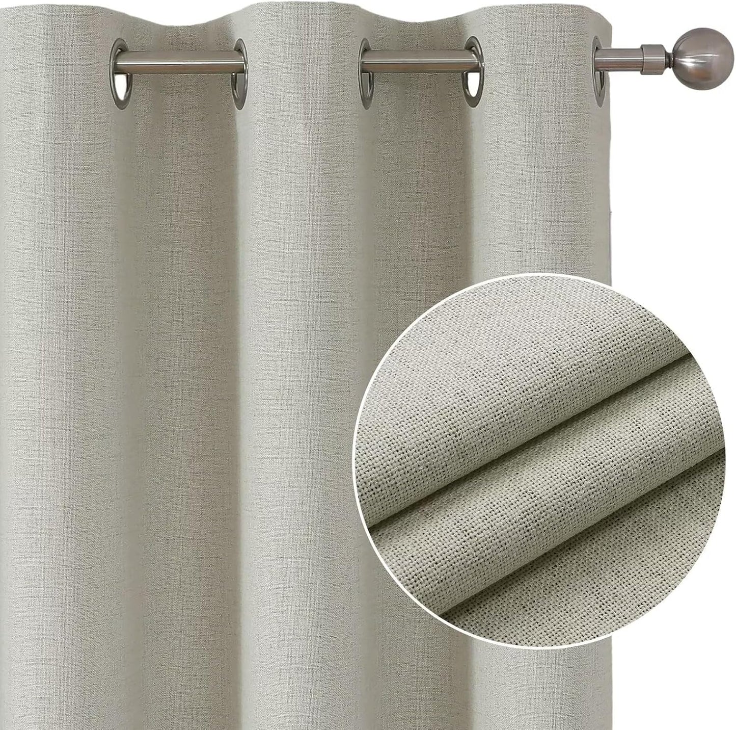 Joydeco Custom Light Beige Textured Total Blackout Curtain for Bedroom and Living Room. Grommet Textured Thermal Insulated Room Darkening Curtain 1 Panel (Custom Size and Color)