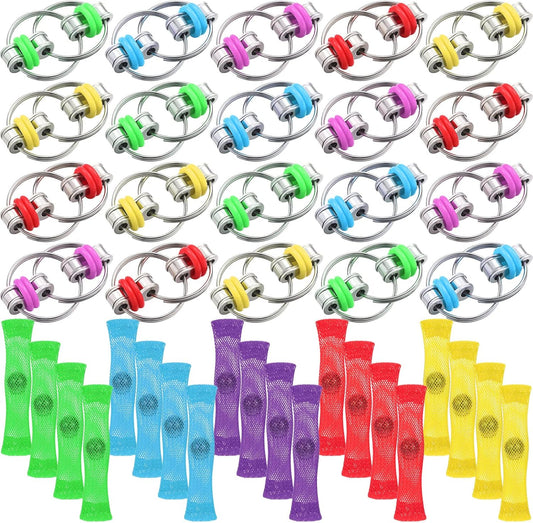 80 Pcs Fidget Toys Bike Chain Fidget Toy Flippy Fidget Toy Soothing Fidgets Stress Anxiety Relief for Teens Adults ADHD Autism Finger Toys, 5 Colors (40 Pcs)