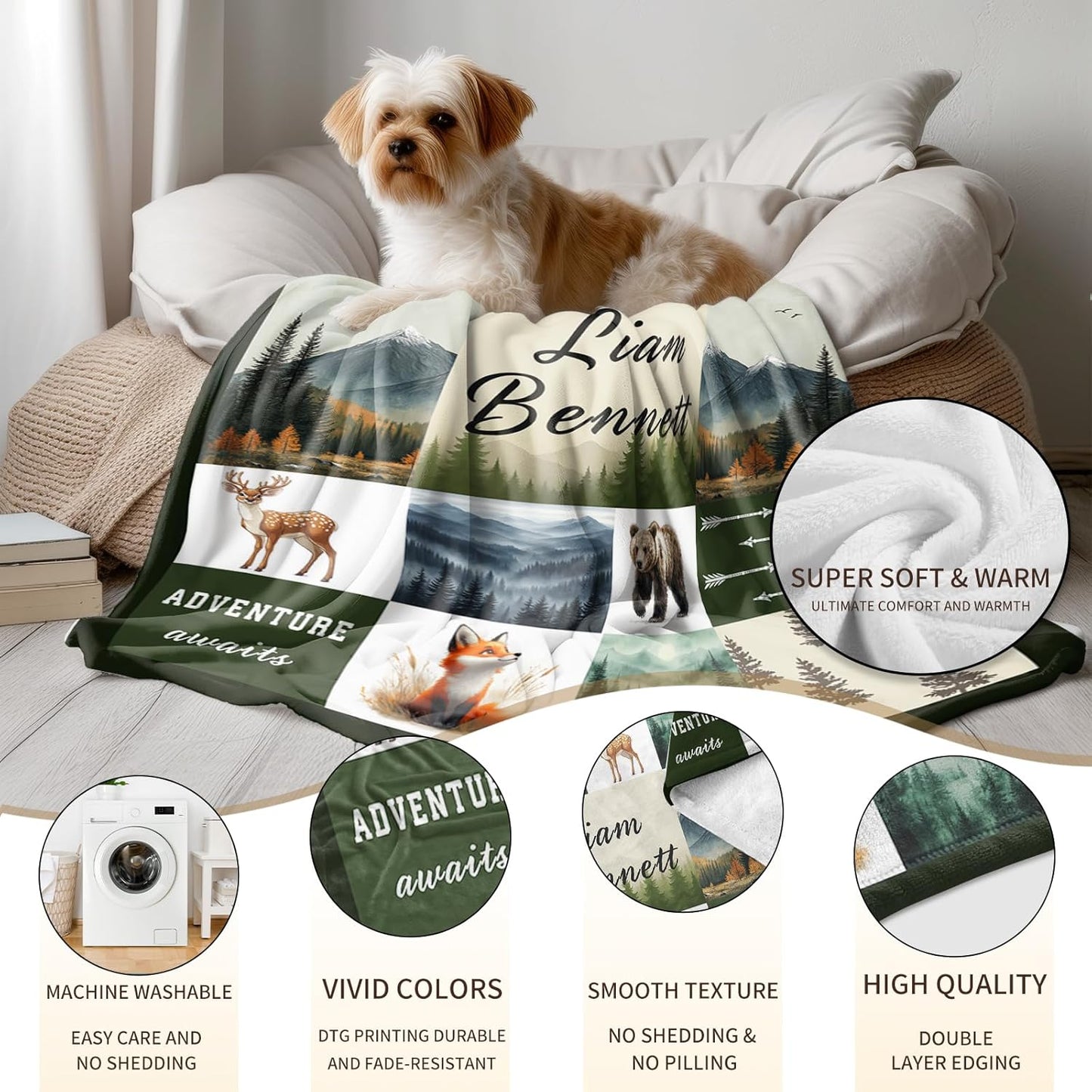 Ship Next Day, Personalized Baby Blankets - Printed in USA, Custom Name Blanket, Baby Blanket with Name, Ultra-Soft Cozy Fleece Blankets, Gifts for Baby Newborn Toddlers Boys & Girls Kids