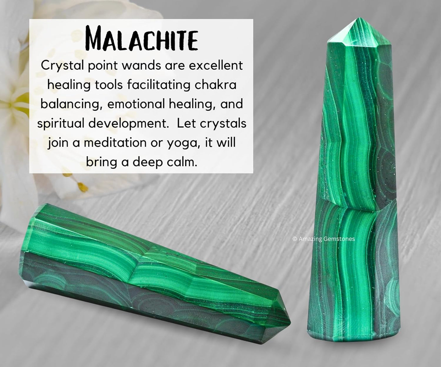 Amazing Gemstone Malachite Crystal Towers ~ Natural Healing Crystal Point Obelisk for Reiki Healing and Crystal Grid (2" to 3" INCH)