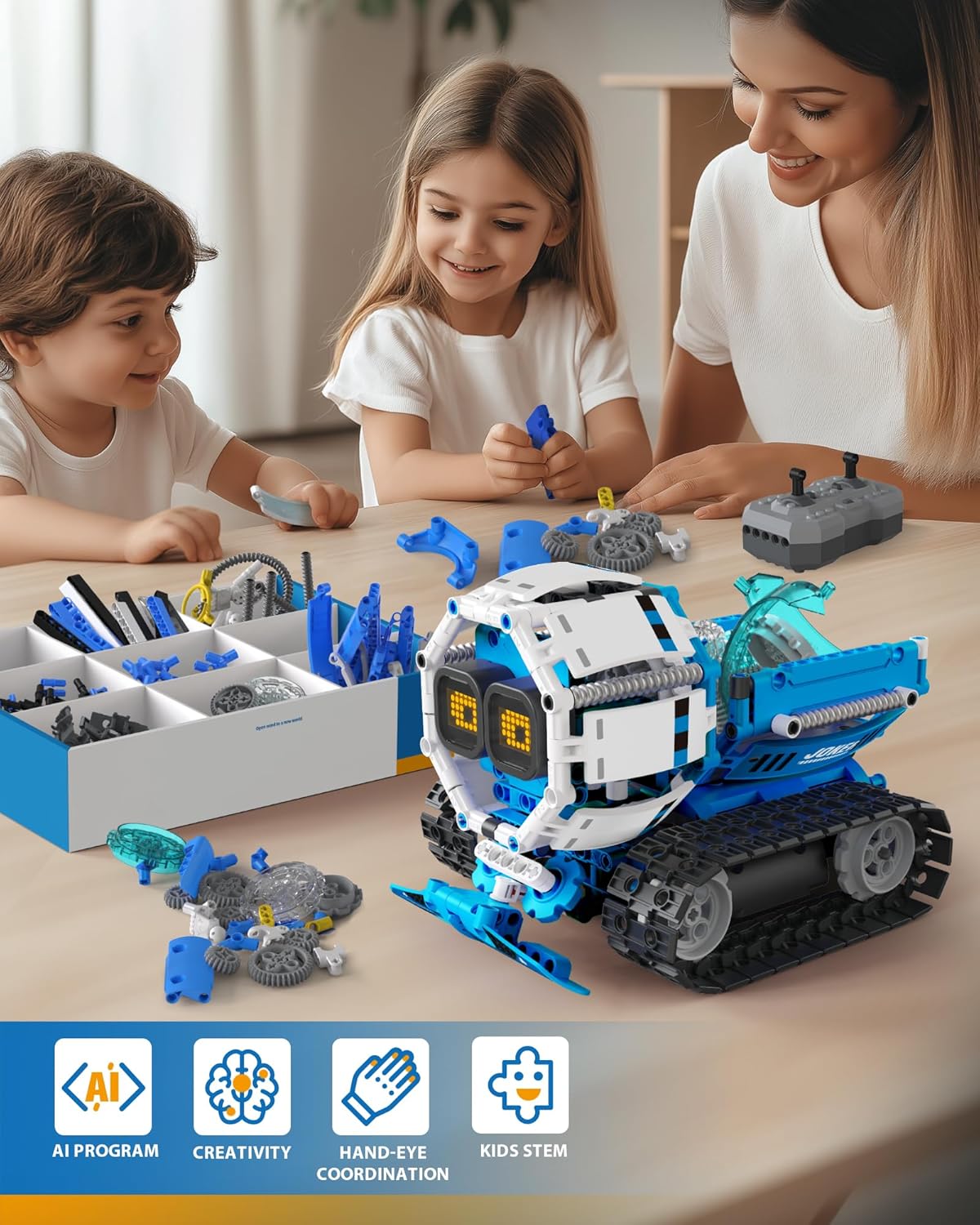 5 in 1 STEM Robot Building Toys for Boys Age 8-13, 494PCS Remote & App-Controlled Set Educational Coding Toy, Kids DIY Sound & Light Interactive Science Sets, Gift for Boys Girls 10-12
