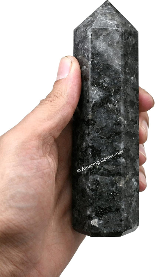 Amazing Gemstone Large Larvikite Crystal Towers ~ Natural Healing Crystal Point Obelisk for Reiki Healing and Crystal Grid (5.5 to 6 INCH)