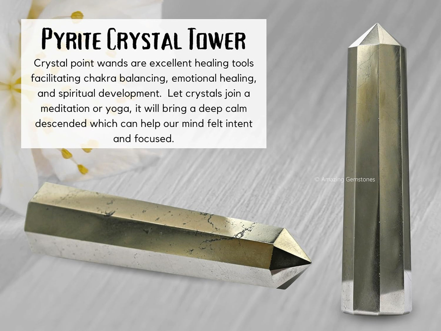 Amazing Gemstone Pyrite Crystal Towers - Natural Healing Crystal Point Obelisk for Reiki Healing and Crystal Grid (3 Inch)