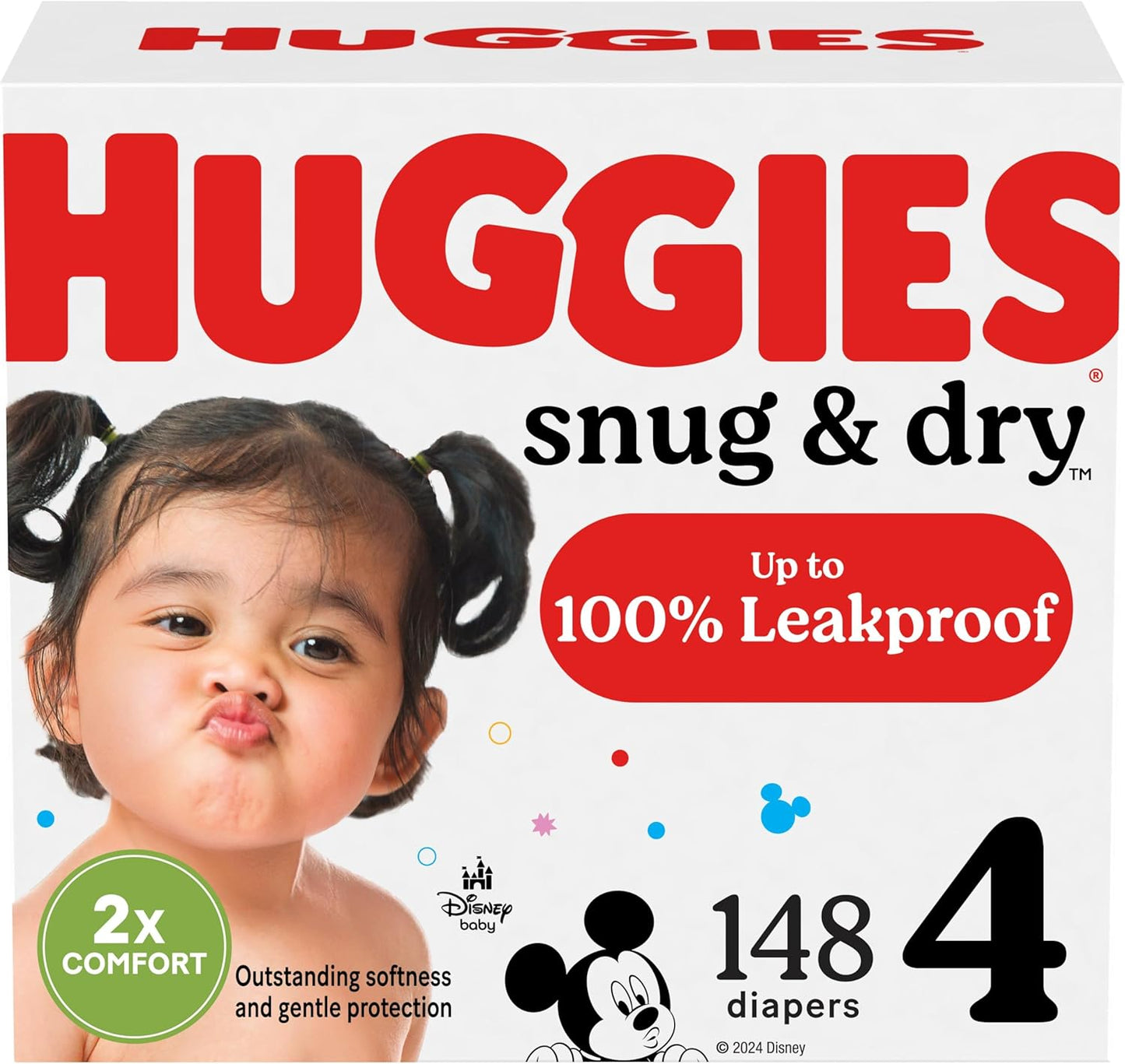 Huggies Size 4 Diapers, Snug & Dry Baby Diapers, Size 4 (22-37 lbs), 148 Count, Packaging May Vary