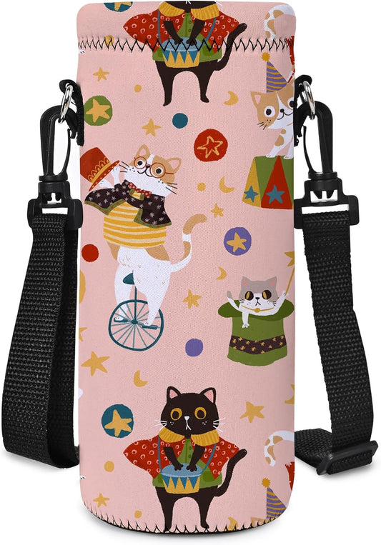 AUPET Water Bottle Sling Bag Carrier Crossbody Sleeve,Insulated Neoprene Bottle Case Holder Pouch Cover 500ML/17oz with Shoulder Strap for Walking Women Men