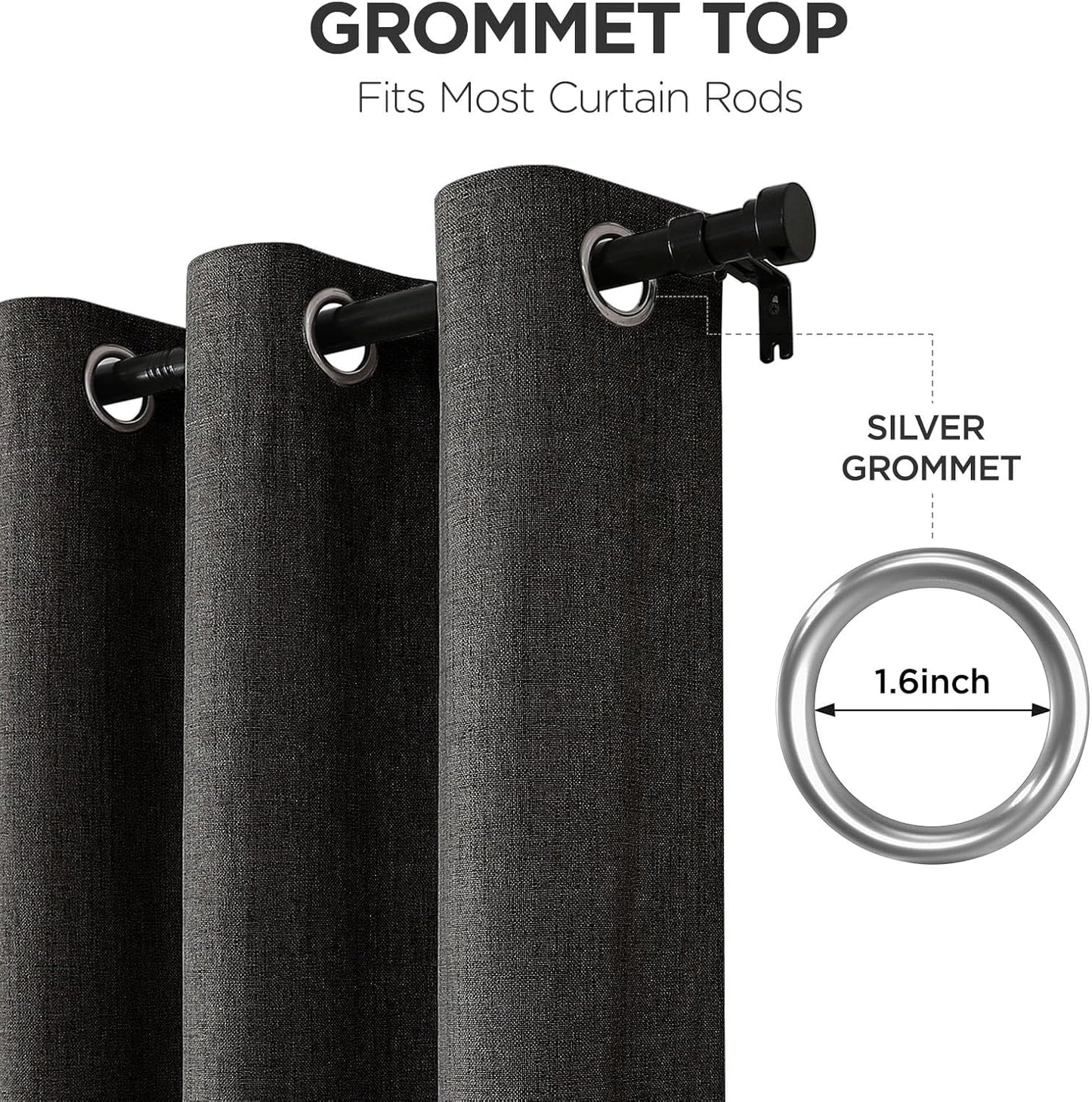 Joydeco Blackout Curtains 84 Inches Long 2 Panels Burg, Room Darkening Curtains for Bedroom, 100% Black Out Textured Thermal Drapes Privacy Protection 2 Panels Set(W52 x L84 Inch, Charcoal Grey)