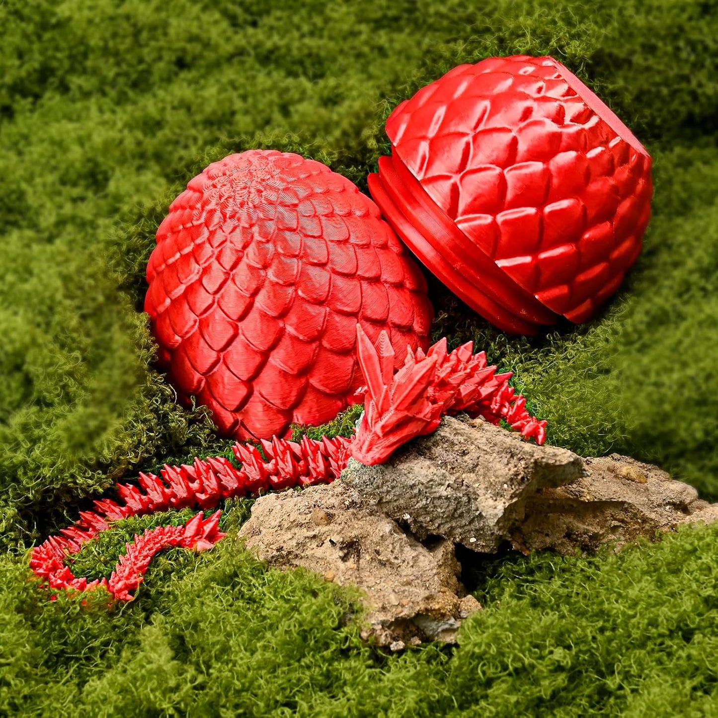 12inch Dragon Egg, Year of The Dragon, 3D Printed Dragon, Executive Desk Toys, Articulated Dragon, Fidget Toys Gifts for Graduates Students Teachers Adults (Red)