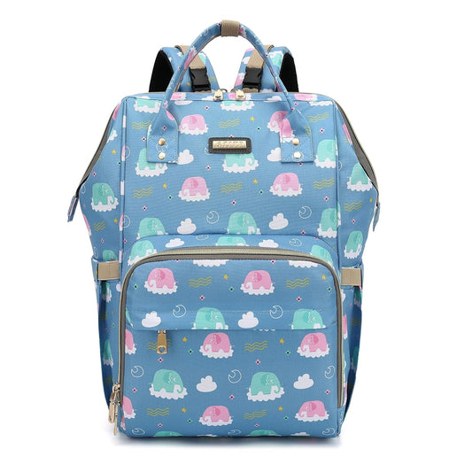 Diaper Bag Backpack, Diaper Bags for Baby Girls Boys, Baby Bags for Moms Dads, Nappy Changing Bag with Insulated Pockets,Multi-functional Waterproof Backpack with Stroller straps-Deep blue elephant