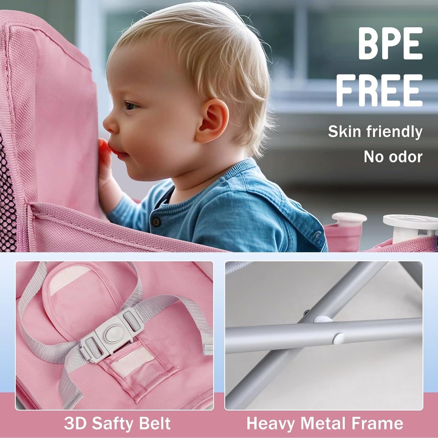 Tiny Marvels Portable 3-in-1 Baby Booster Seat – Cozy Floor Seat, Feeding Seat with Tray, Toddler Booster – Compact, Foldable, Safe with Child Safety Belt Carry Bag – Perfect for Travel & Family Time