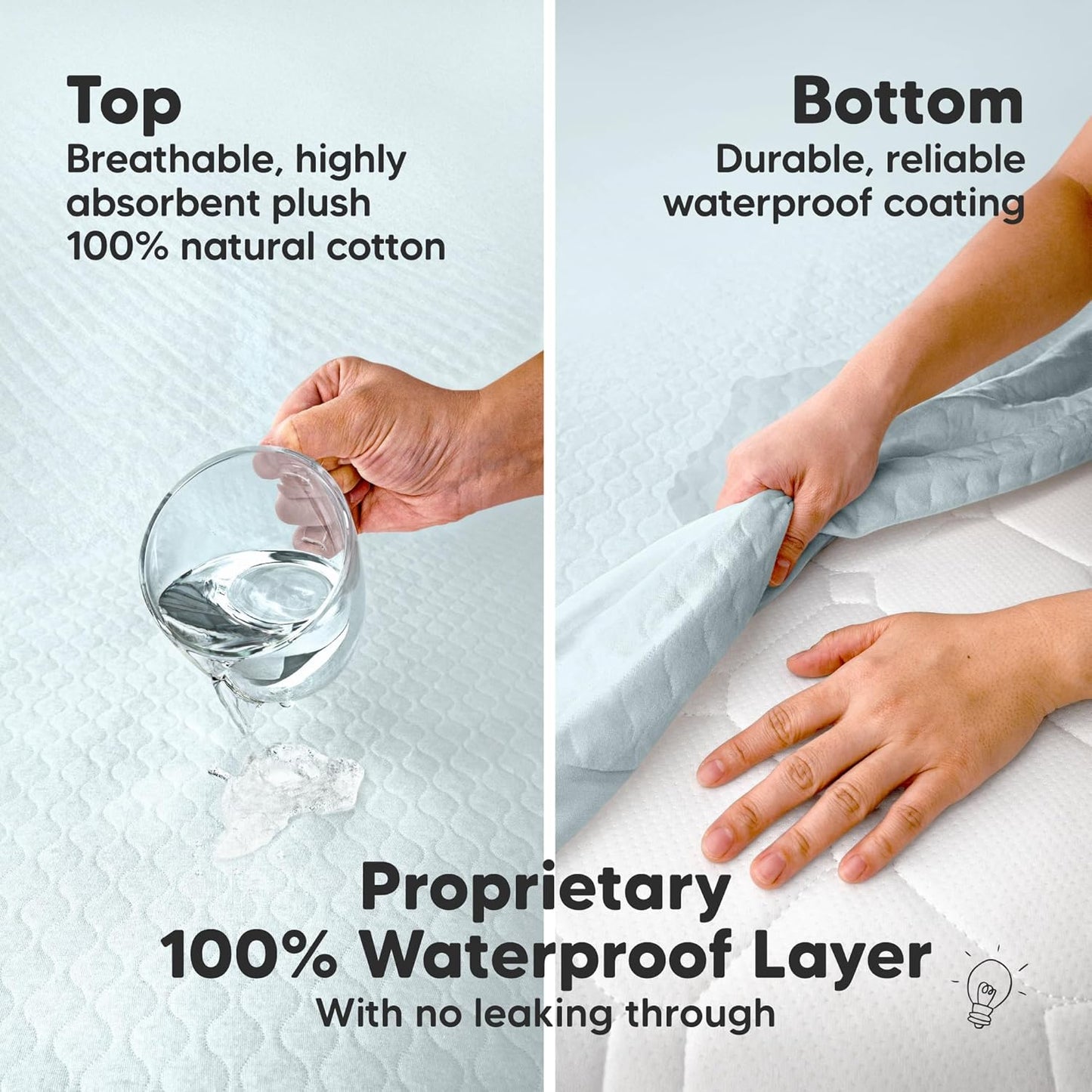 Waterproof Crib Mattress Protector Cover Fitted - 2-Pack Quiet Baby Crib Mattress Pad Sheets, 52" x 28" Soft Quilted Cotton Baby Sheet, Machine Washable, Easy Fit, Durable (Frost/Mavy)