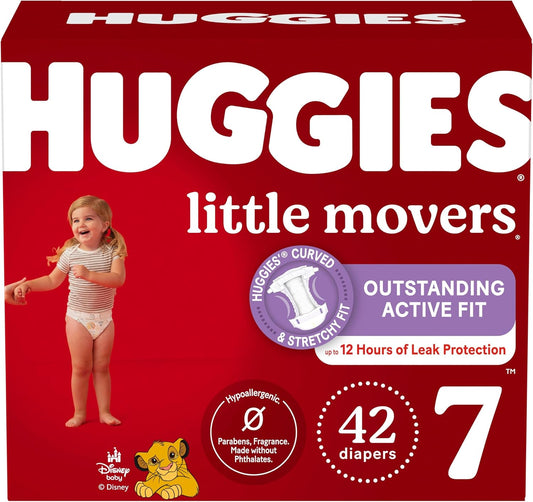 Huggies Size 7 Diapers, Little Movers Baby Diapers, Size 7 (41+ lbs), 42 Count, Packaging May Vary