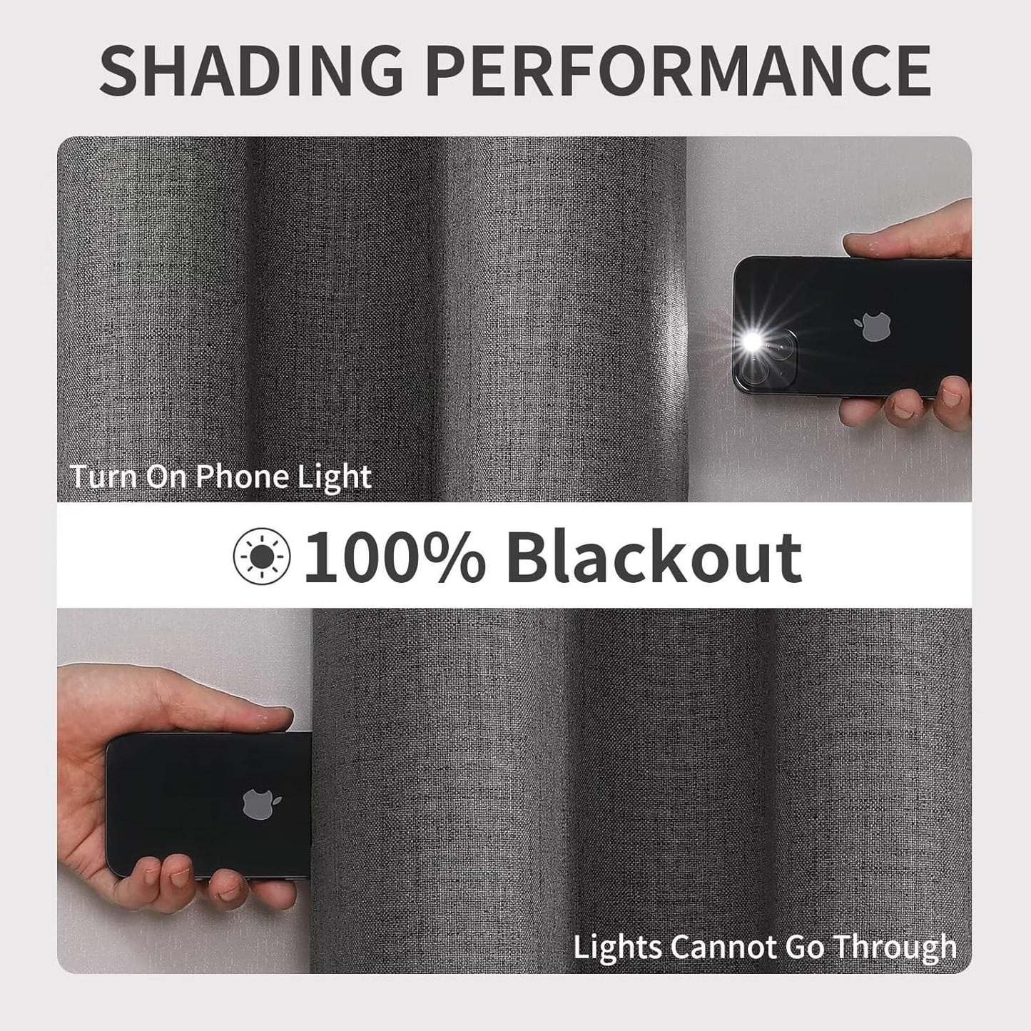 Joydeco Custom Dark Grey Textured Total Blackout Curtain for Bedroom and Living Room. Grommet Textured Thermal Insulated Room Darkening Curtain 1 Panel (Custom Size and Color)