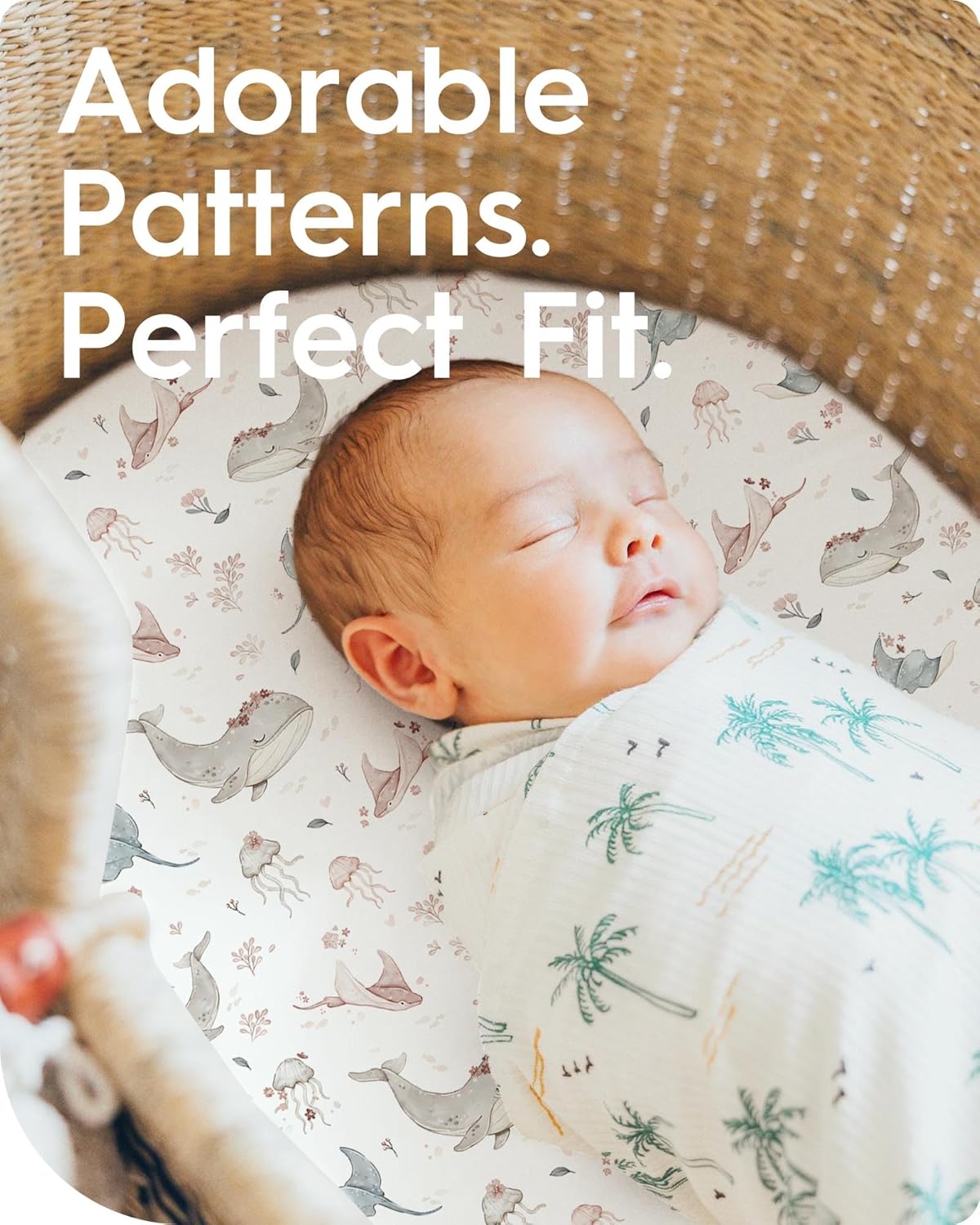 Bassinet Sheets for Baby Girl, TotBasic Silky Soft Universal Bassinet Fitted Sheet, Compatible with Halo, Mika Micky, Baby Delight, Dream On Me, Maxi COSI and More Bassinet Mattress(Pink Safari)