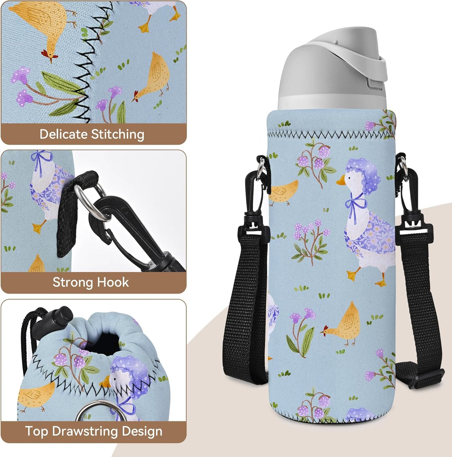 AUPET Water Bottle Sling Bag Carrier Crossbody Sleeve,Insulated Neoprene Bottle Case Holder Pouch Cover 500ML/17oz with Shoulder Strap for Walking Women Men