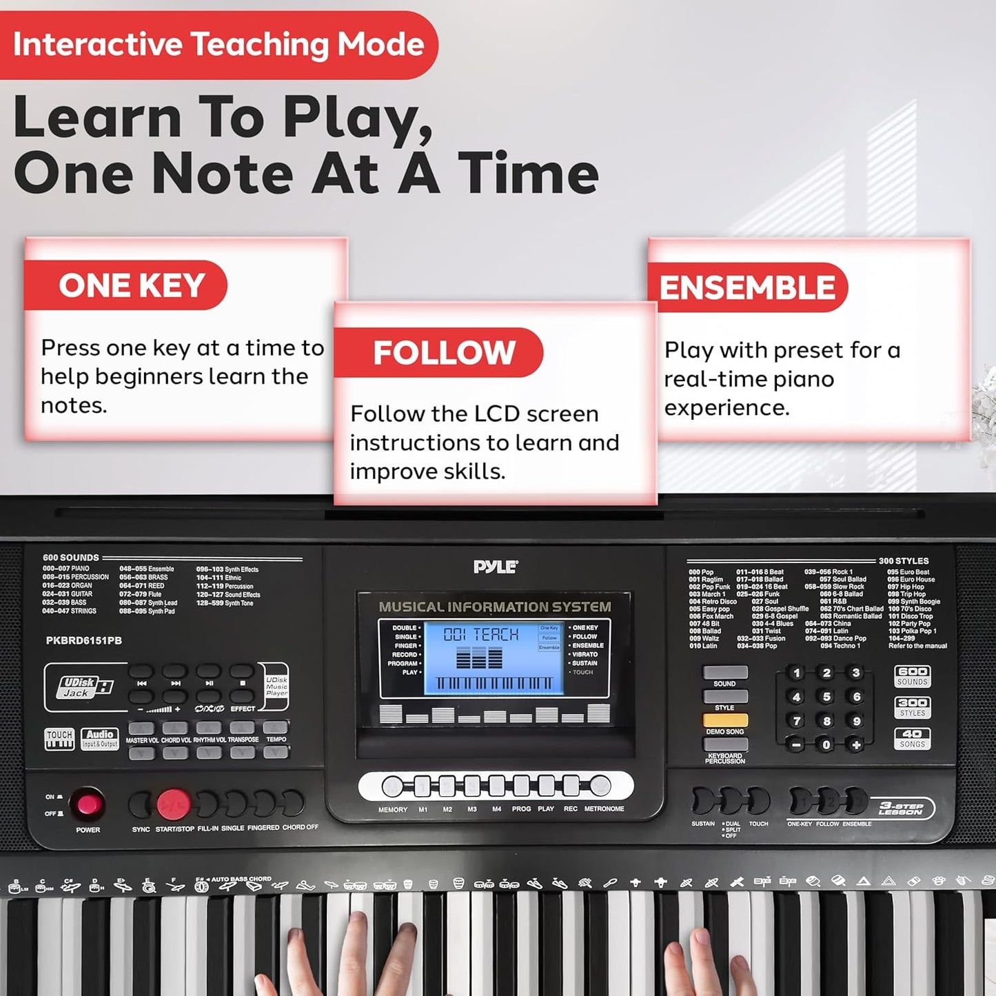 Pyle 61-Key Digital Karaoke Keyboard Piano – Portable Electronic Music Keyboard with Stand, Stool, Mic Input, Stereo Speakers, Record & Playback, Teaching Functions & Case Bag