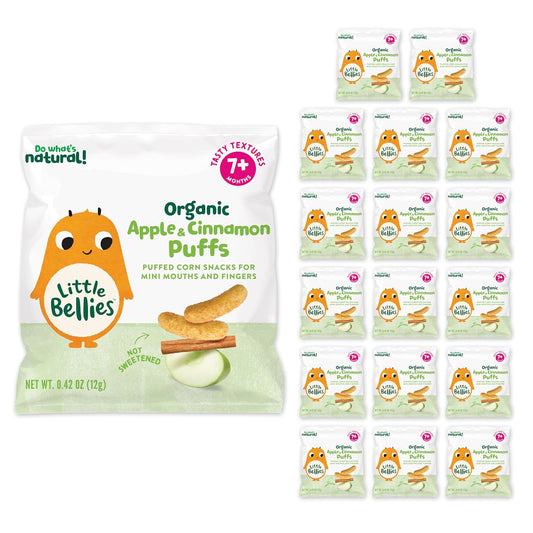 Little Bellies Organic Apple & Cinnamon Puffs Baby Snack (Pack of 18 x 0.42 oz Individual Packs)