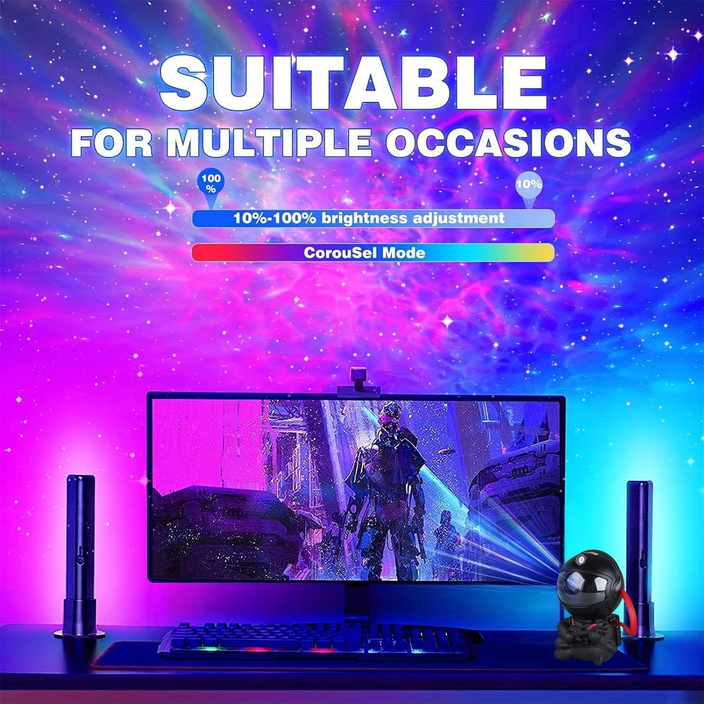 Astronaut Star Projector, Star Projector Galaxy Light for Kids，8 Modes Remote and 270° Adjustable Led Lights for Bedroom, Girls Room Decoration, Home Theater, Ceiling, Timer (Black Guitar)