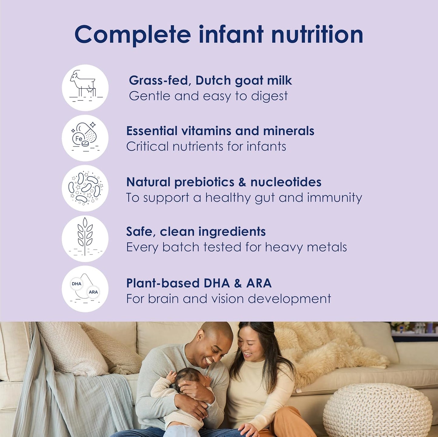 Kabrita Goat Milk Infant Formula - Easy to Digest Baby Formula 0-12 Months - Contains Prebiotics, Iron, DHA, Non-GMO - Gentle on Sensitive Tummies - Formula Supporting Gut Health & Sleep - 28Oz