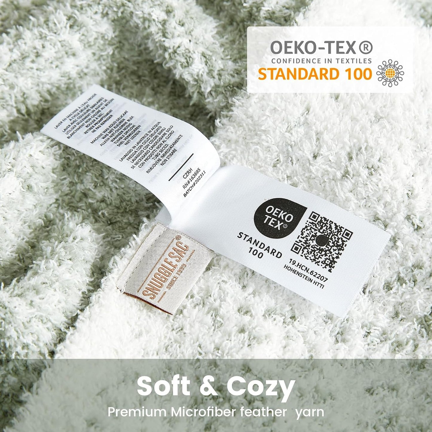 Snuggle Sac Sage Green Bedding Blanket Twin Size for Bed and Sofa, Reversible Super Soft Warm Cozy Knit Blankets Fuzzy Plush, Ombre Green, 60x80 inches