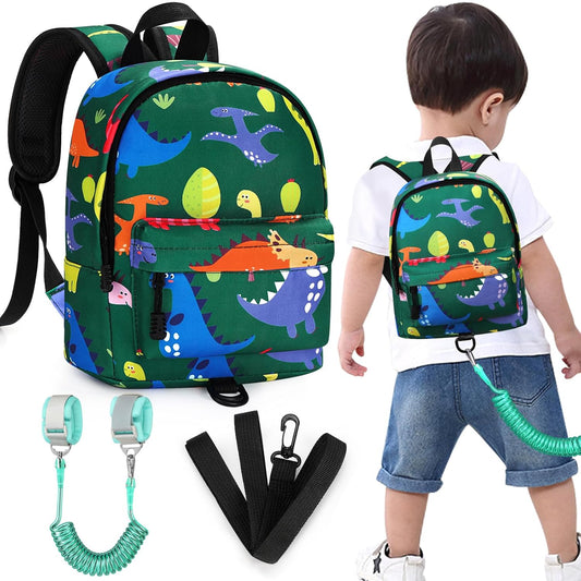 Accmor Toddler Backpack Leash, Cute Baby Backpacks with Anti Lost Wrist Link, Mini Kids Backpack Harness Leash for Outdoor Travel, Adorable Dinosaur Backpack Tether Walking Harness for Boys 1-3