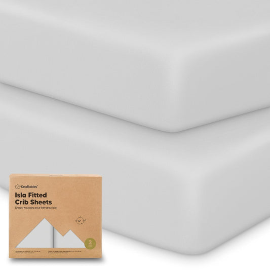 KeaBabies 2-Pack Baby Crib Sheets for Boys, Girls - 52x28 Viscose Derived from Bamboo Toddler Bed Sheets Neutral, Fitted Crib Mattress Cover for Standard Baby Bedding, Soft & Cozy (French Gray)
