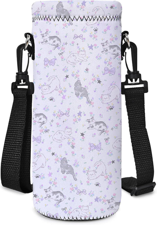 AUPET Water Bottle Sling Bag Carrier Crossbody Sleeve,Insulated Neoprene Bottle Case Holder Pouch Cover 500ML/17oz with Shoulder Strap for Walking Women Men