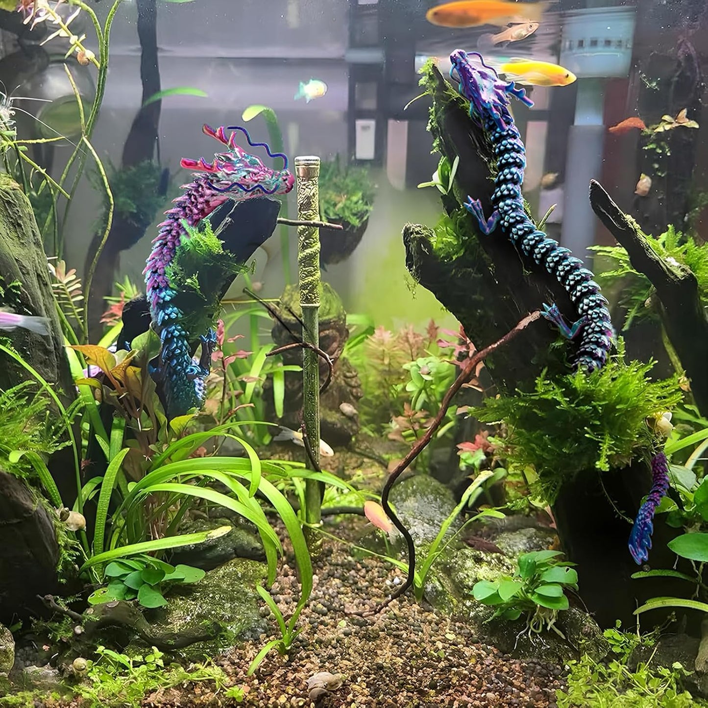 3D Printed Dragon Fidget Toy, 18in Surprise Mystery Dragon, Crystal Dragon Fidget Toy, Articulated Pye Dragon Fish/Display Cabinet/Home/Office Desktop Decor (Leaves Green)