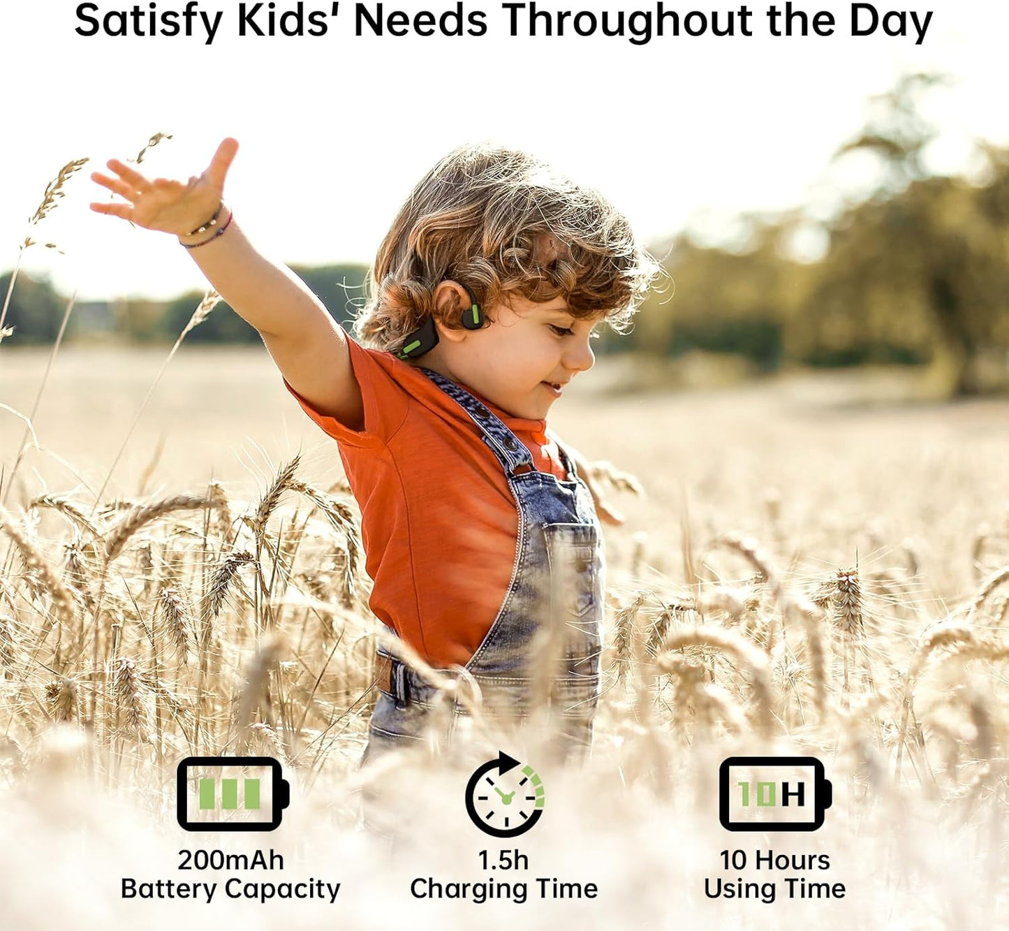 IFECCO Kids Wireless Earbuds - Kids Bluetooth Open Ear Headphones with Mic,Ultra-Light,IPX5 Waterproof and Safer for Children Wireless Headphones,Perfect for School Travel Gifts