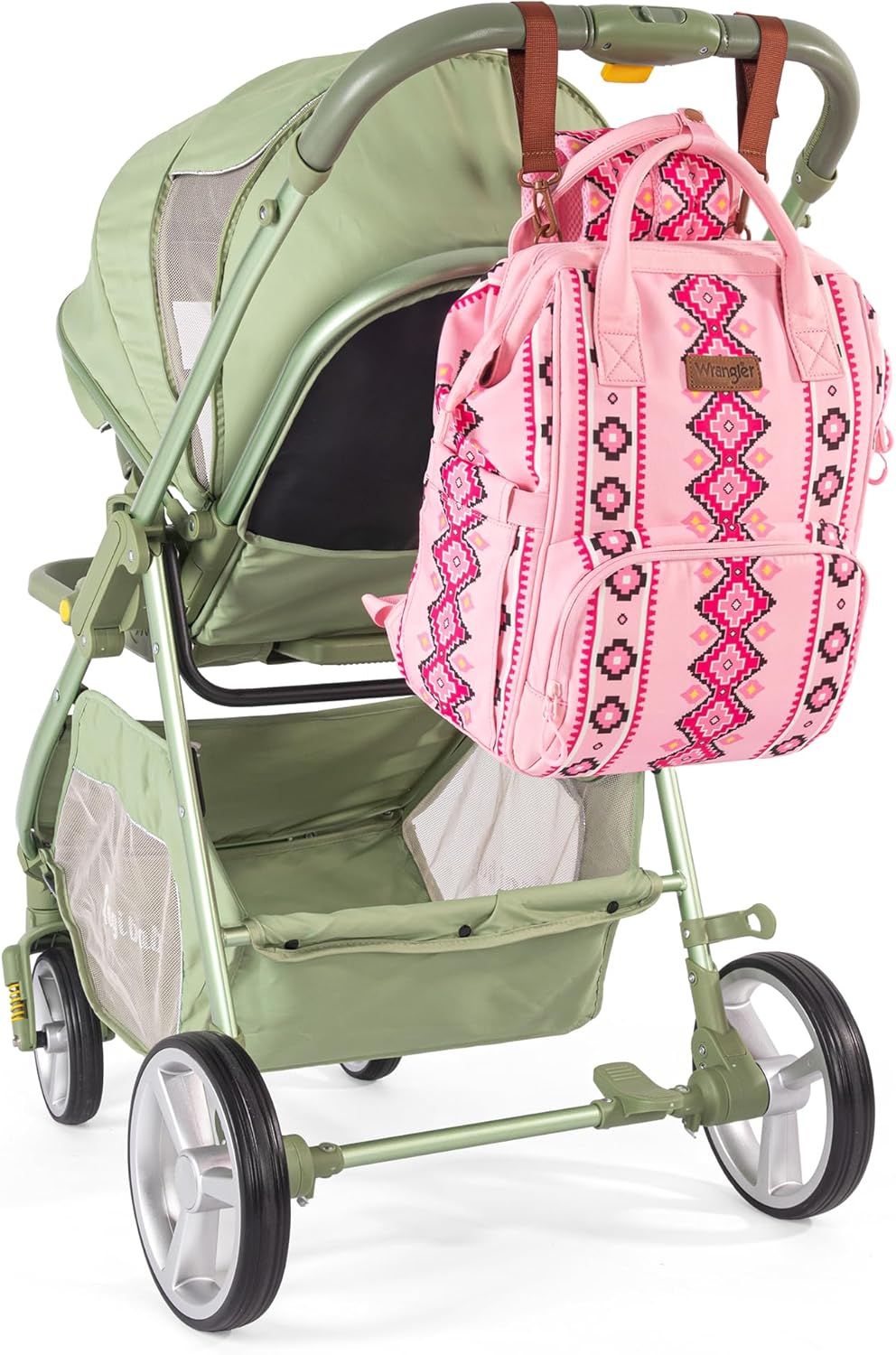 Wrangler Diaper Bag Backpack Aztec Travel Backpack Purses Western Multi-Function Baby Bags for Mom with Waterproof Insulated Pockets