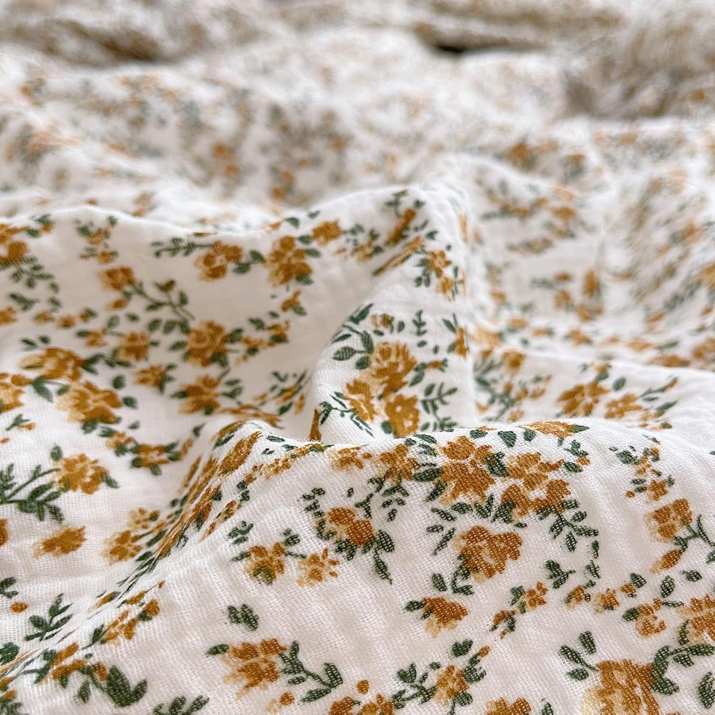 BuLuTu Soft Cotton Muslin Kids Toddler Pillowcases Hibiscus Flowers Pattern, Shabby Chic Floral Nursery Pillow Case 14"x20" for Boys Girls, Durable Pillow Cover Ruffle Edges Travel Pillow Cases