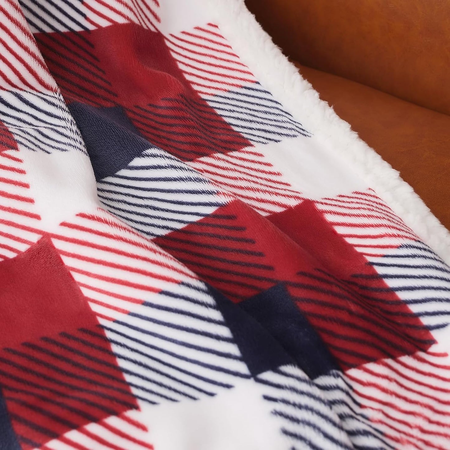 Touchat Sherpa Plaid Twin Blanket 60" X 70", Fuzzy Fluffy Soft Cozy Throw Blanket, Twin Size Plush Fleece Flannel Plush Microfiber Blanket for Couch Bed Sofa (Red Color)