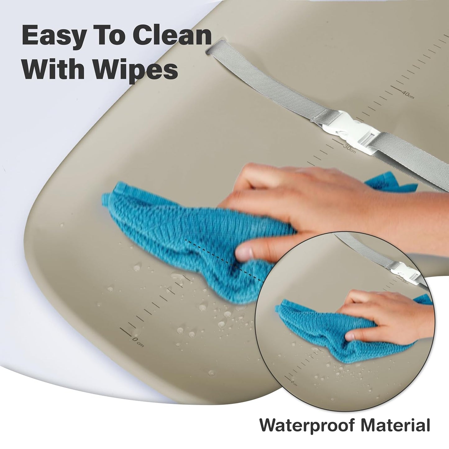 Baby Changing Pad, Soft, Lightweight and Portable, Waterproof and Easy to Clean, Large EVA Cushion for Comfort with Height Scale and Anti Slip Bottom (Oliver Green with Scale)