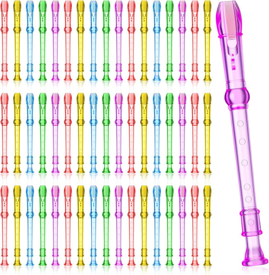 100 Pieces Mini Translucent Soprano Recorder Plastic 6 Hole Soprano Descant for Kids Bulk Baroque Style Musical Recorders Bulk for Beginners Kids Flute