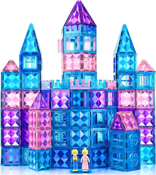 102PCS Ice Castle Magnetic Tiles, 3D Building Blocks STEM Educational Kids Toys for Pretend Play, 3 4 5 6 7 8 Year Old Birthday Gifts for Boys and Girls, Preschool Learning Toys for Birthday