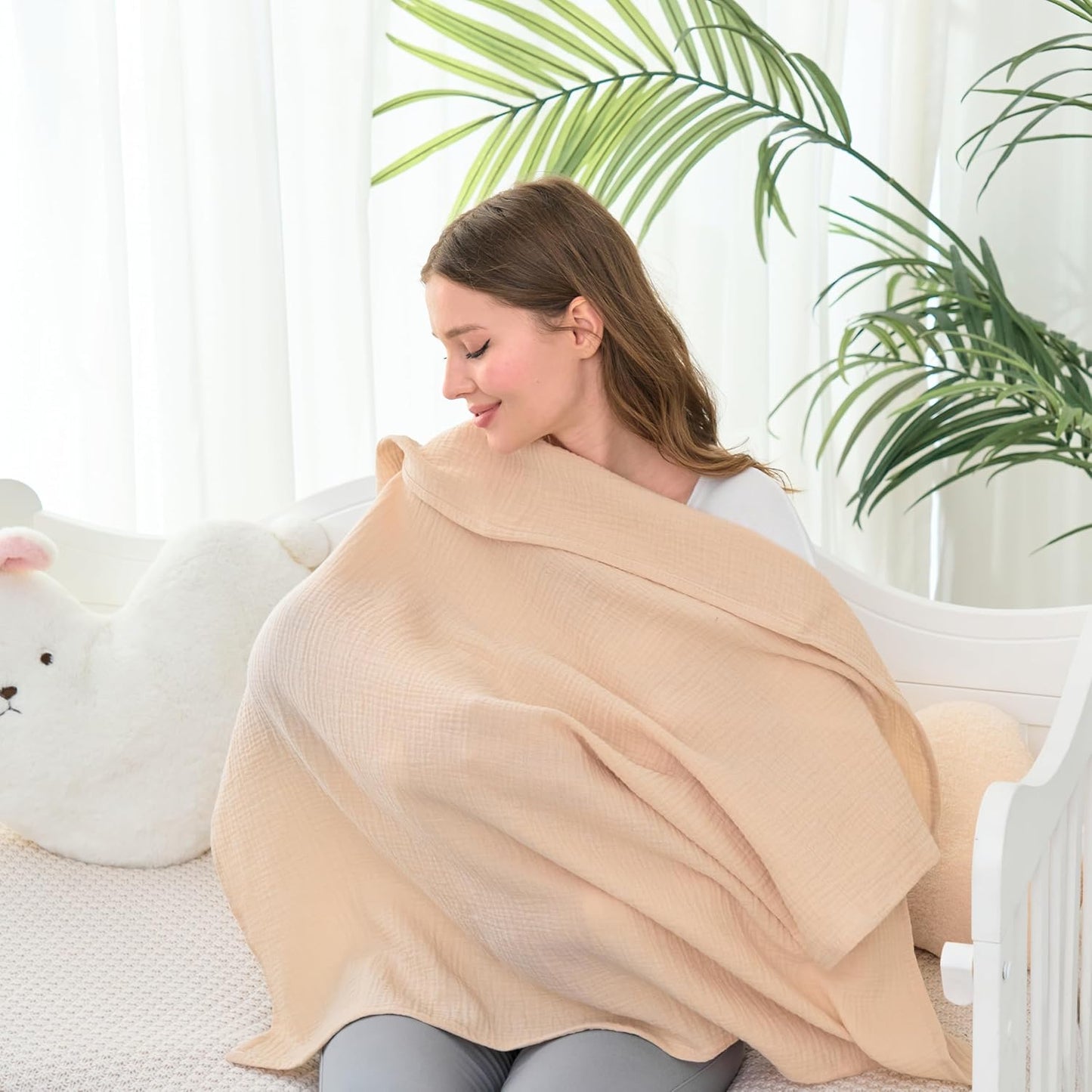 Baby Muslin Swaddle Blanket for Boys and Girls,4-Pack Breathable and Skin-Friendly,Wrap Soft Silky Cotton Muslin Swaddle Blankets (Rose Pink)