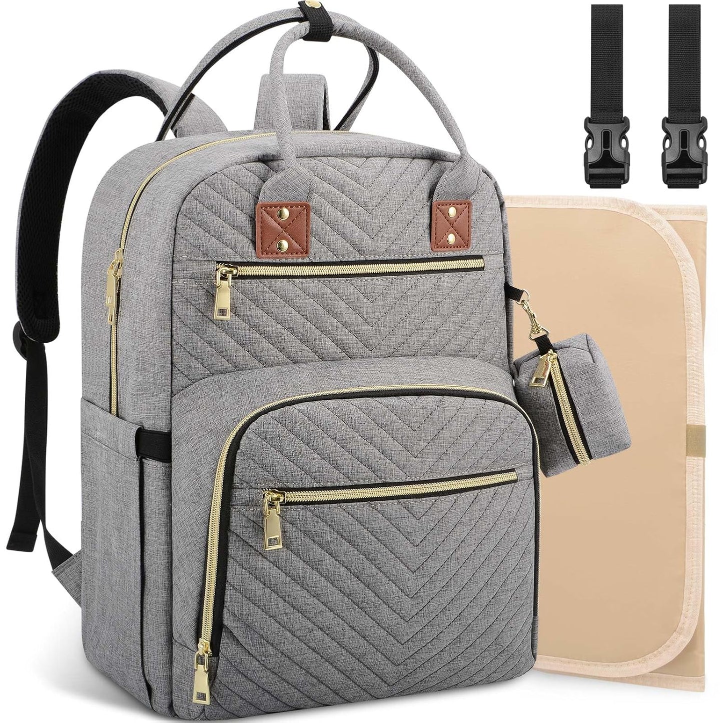 Baby Diaper Bag Backpack, Travel Diaper Bags for Baby Girl Boy Large Capacity Baby Bag Backpack for Women Grey