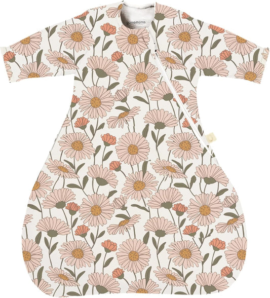 GUNAMUNA Long-Sleeve Transitional Swaddle Sleep Bag 1.0 TOG – Soothes Infants 3-6 Months, Easy Diaper Changes with WONDERZiP