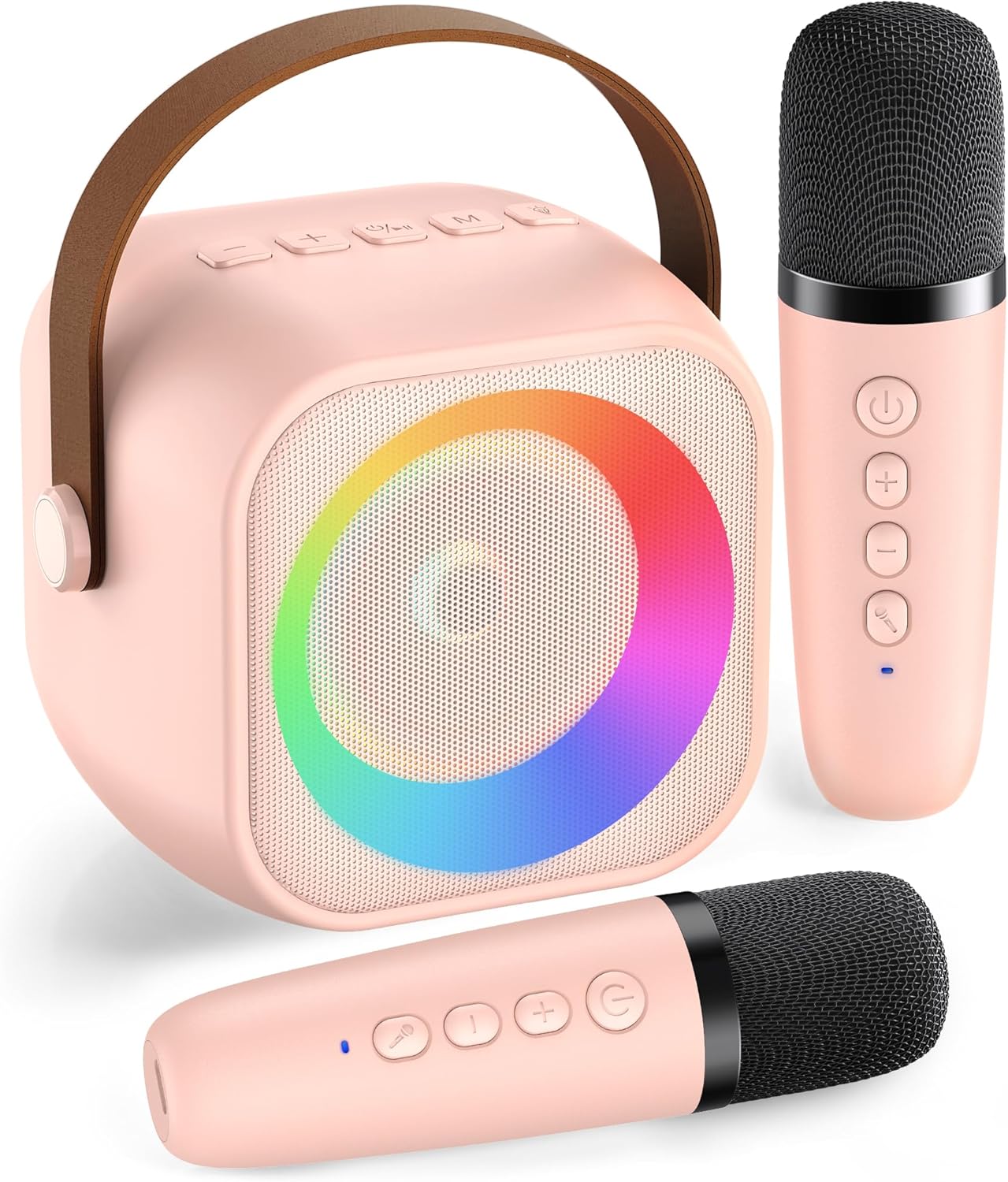 Karaoke Machine for Kids Adults, Mini Portable Bluetooth Karaoke Speaker with 2 Wireless Microphone and Lights, Christmas Birthday Gifts for Girls Ages 4, 5, 6, 7, 8, 9, 10, 12+ Family Home Party
