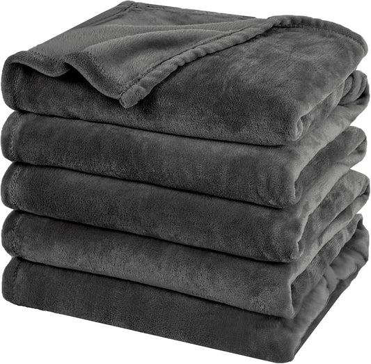PHF Oversized King Fleece Blanket 120"x120", No Shed No Pilling Big Soft Blanket, Extra Large 10'x 10' Lightweight for Bed, Sofa Travel and Camping, Suitable for All Season, Dark Grey
