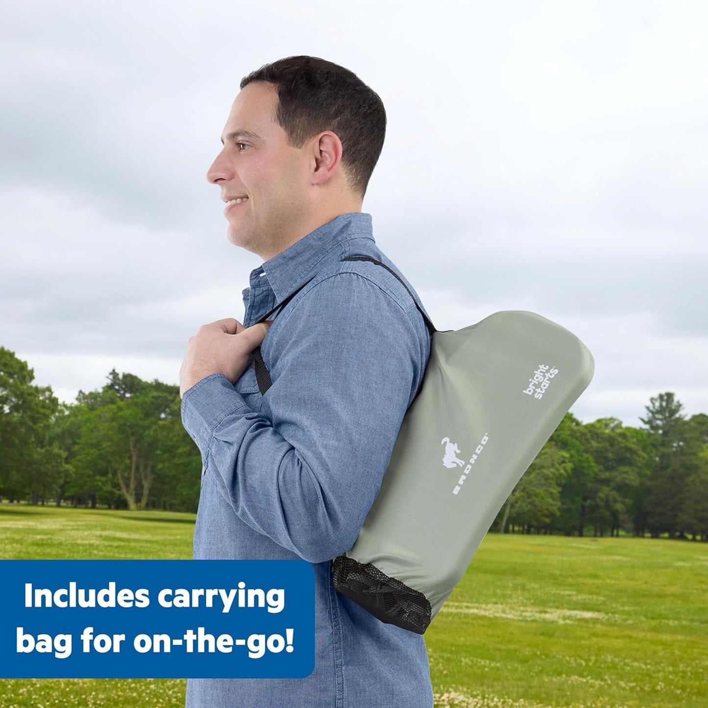 Ford Bronco Pop 'N Sit Portable Booster Chair by Bright Starts, Floor Seat, Indoor/Outdoor Use, Compact Fold, Camo Print, 6 Mos - 3 Yrs