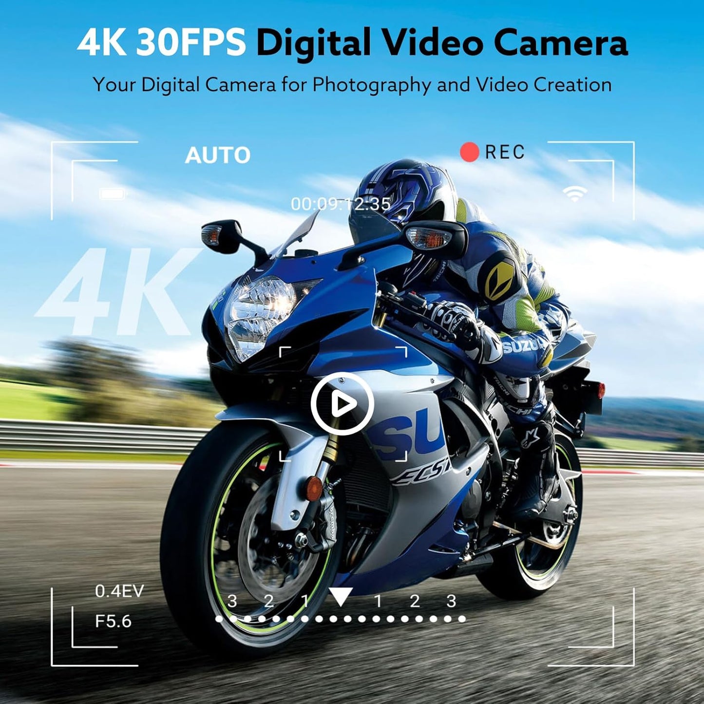 4K Digital Camera,64MP Camera for Photography with 3" 180° Flip Screen,16X Vlogging Camera for YouTube with 64GB Micro SD Card for Beginner, Teens