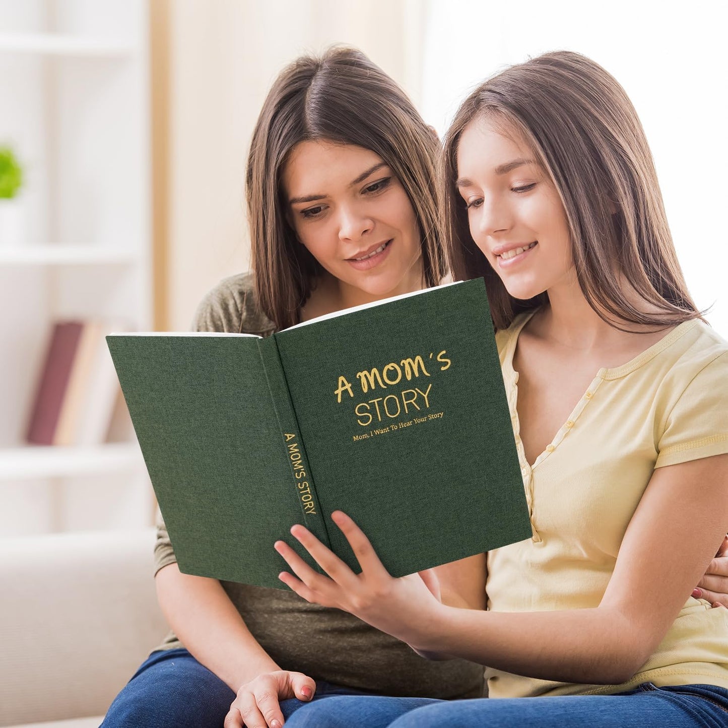 Artmag Mom's Life Story Journal Family Keepsake Book Linen Hardcover for Mom to Share Her Memories, with 250+ Prompt Questions Book Gift for Birthday Mother's Day Christmas (Dark Green)