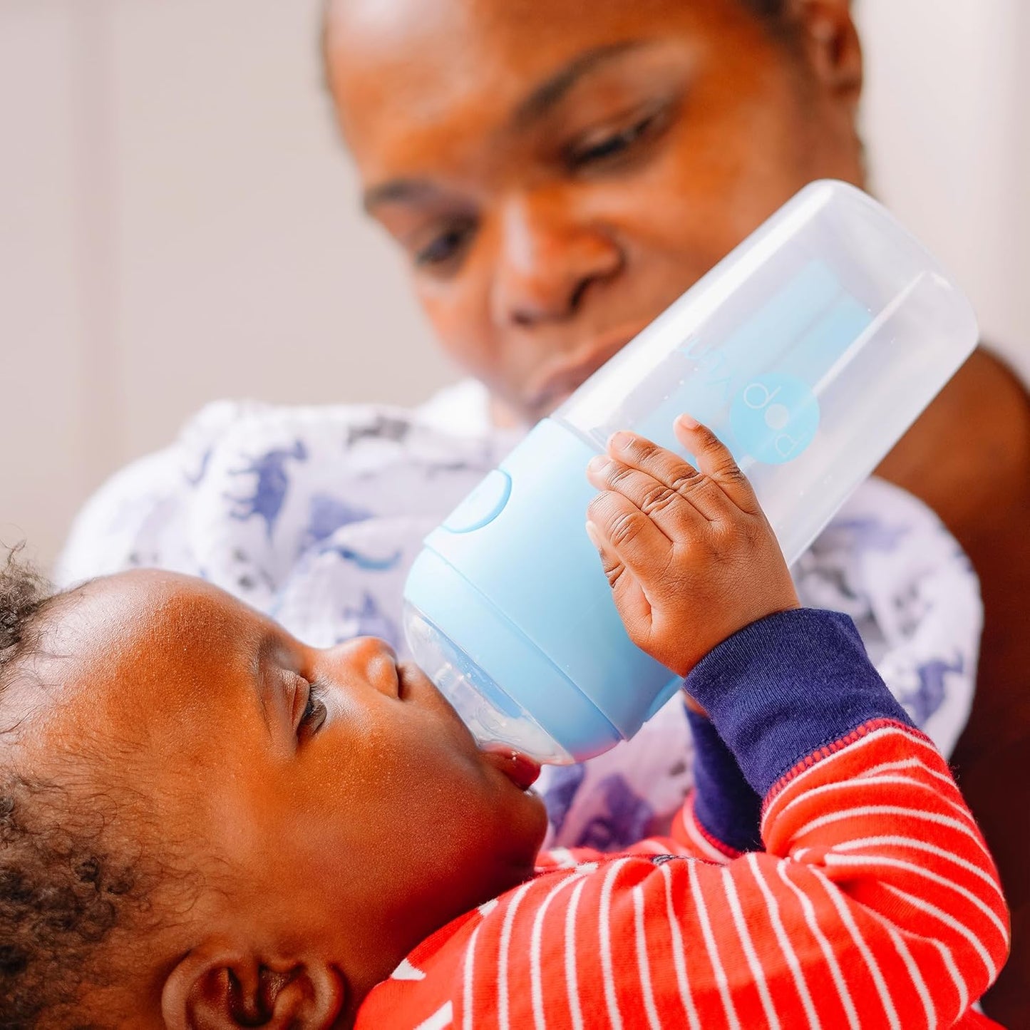 PopYum Blue Formula Making Baby Bottle Starter Set, 4-Pack, 2X 5oz Bottles with #1 Slow Flow Nipples + 2X 9oz Bottles with #2 Medium Flow Nipples, Mixing, Dispenser