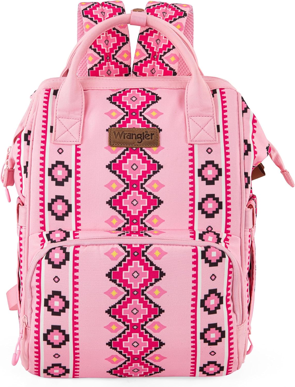 Wrangler Diaper Bag Backpack Aztec Travel Backpack Purses Western Multi-Function Baby Bags for Mom with Waterproof Insulated Pockets