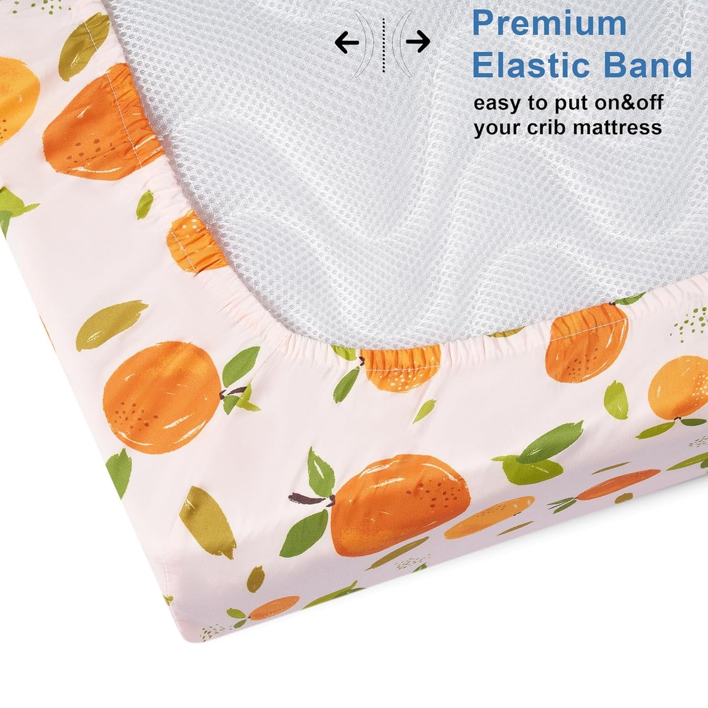 TILLYOU Baby Crib Sheets for Boys Girls, Super Soft Toddler Bed Sheets, 2 Pack Sheets for Standard Crib Mattress 28x52in, Orange Flavour