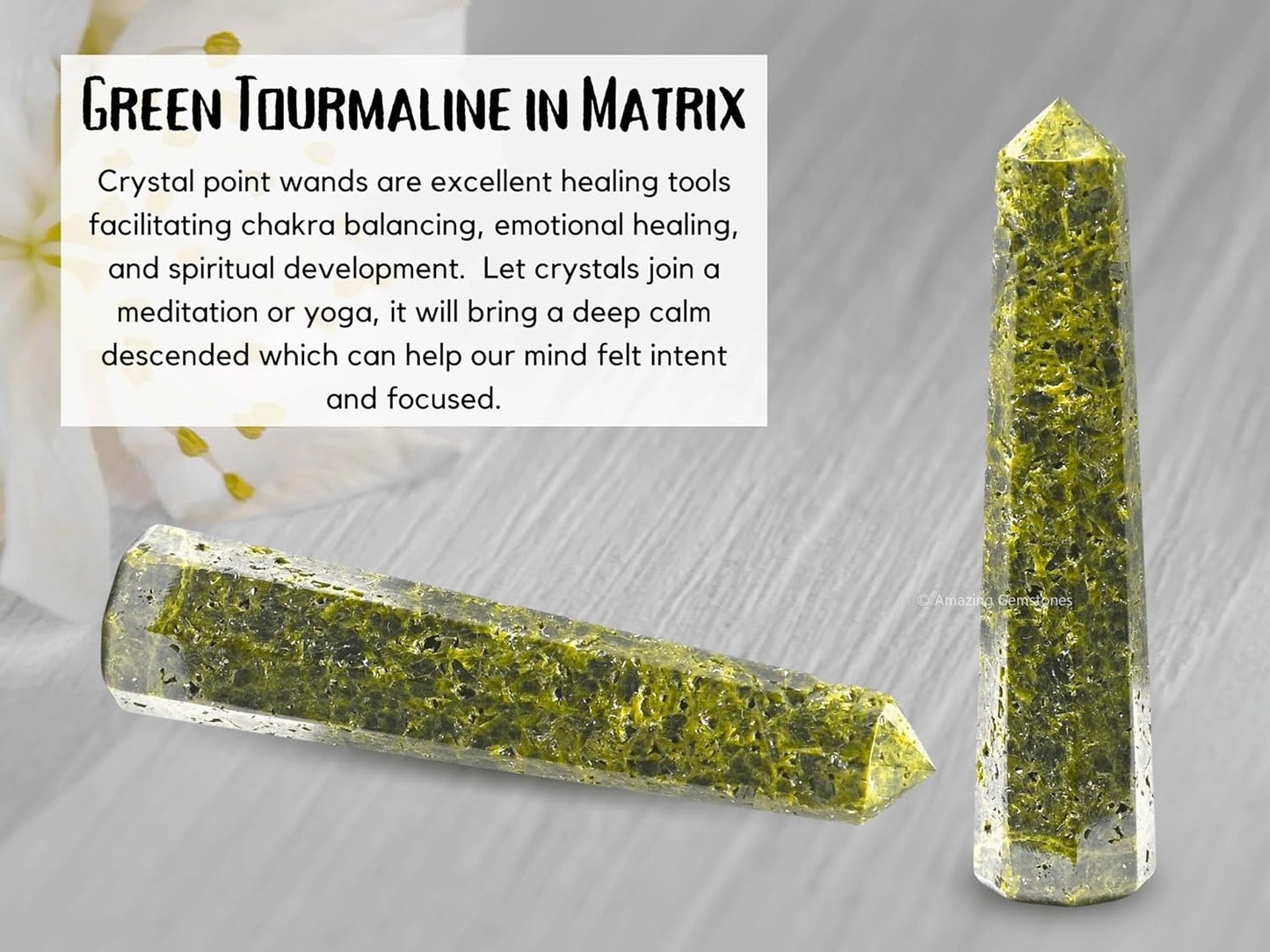Amazing Gemstone Green Tourmaline in Matrix Crystal Towers - Natural Healing Crystal Point Obelisk for Reiki Healing and Crystal Grid (3 Inch)