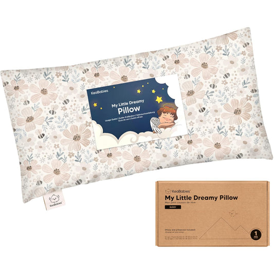 Toddler Pillow with Pillowcase - 10x18 My Little Dreamy Kids Travel Bed Pillows for Sleeping, Organic Cotton Small Pillowcase, Soft & Breathable, Machine Washable, Toddlers 2-5 Years Old (Flora Vale)