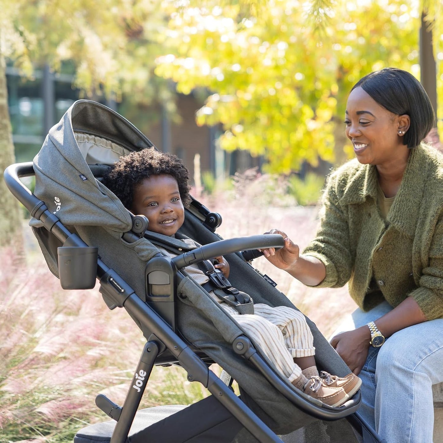 Joie Ginger LX 4-in-1 One-Hand Pramette Stroller - Convertible Pramette & Stroller, Newborn to Toddler (Dove)