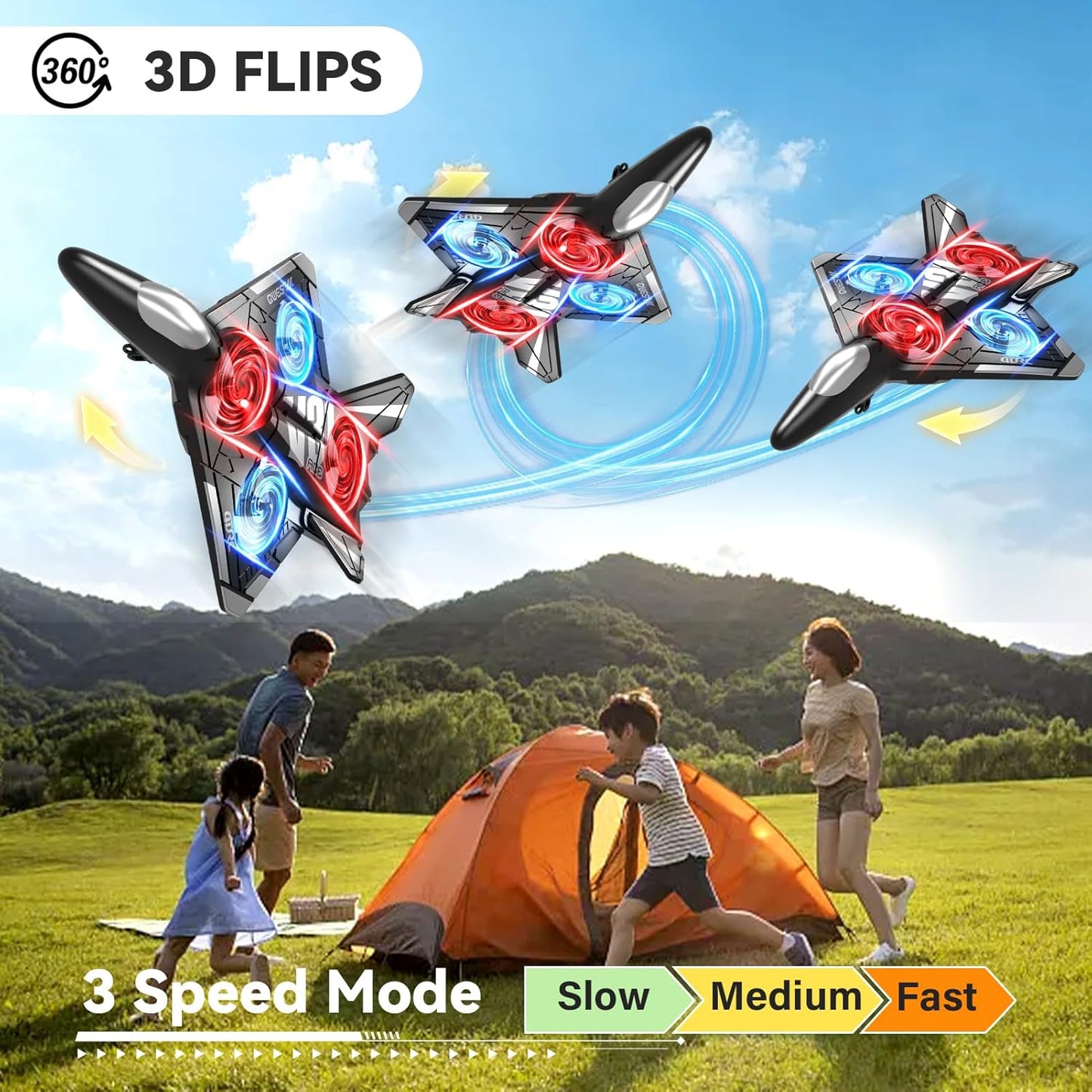 4DRC V31 Foam RC Planes Remote Control Airplanes for Kids Adults 4-7 8-16, Remote Control Planes Fighter Jet with Light, 360° Flip Fighter Jet Toy, Gravity Sensing, Stunt Roll, Gifts for Kids Boys