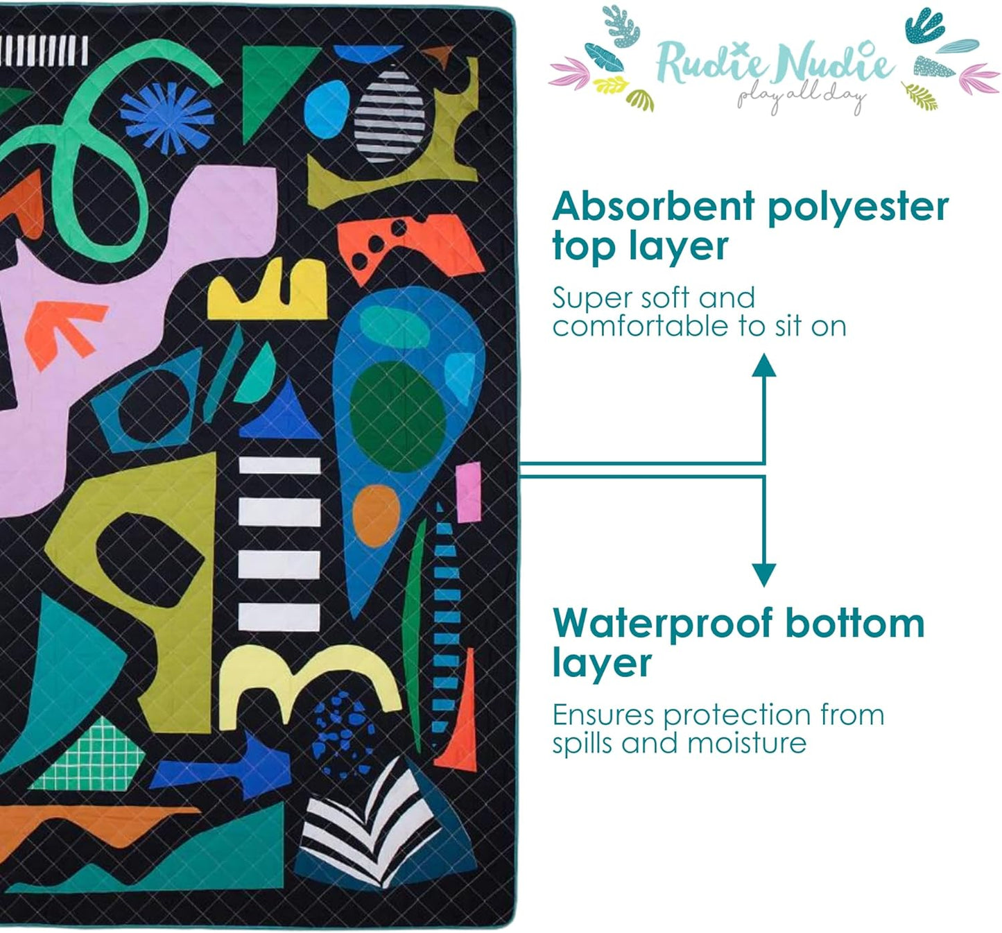 Jumbo Picnic Rug, Large Picnic Mat, 6'7" x 6'7", Outdoor Waterproof Picnic Blanket Beach Mat, Foldable & Waterproof, Picnic Blankets Ideal for Beach & Park, Outdoor Blanket, Rock Candy